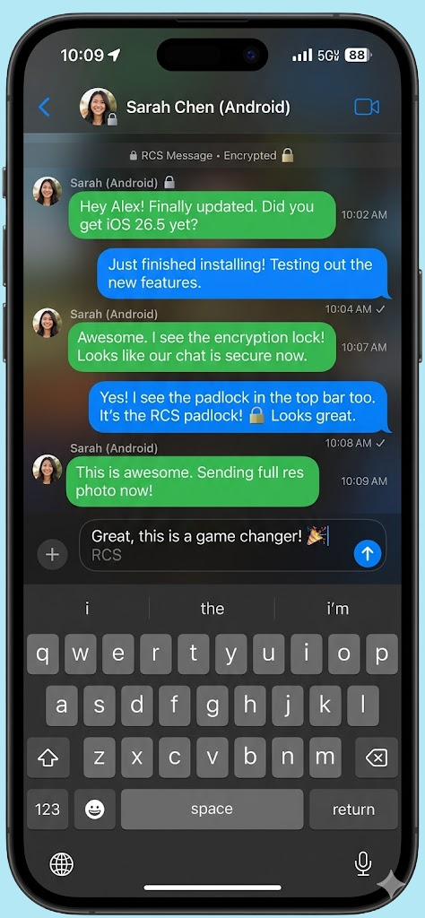 apple ios 26.5 update encrypted rcs messaging lock icon