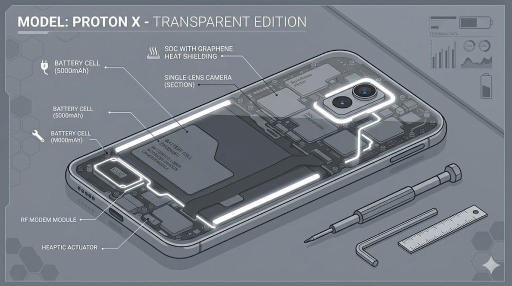 An exploration of the signature transparent back panel architecture leaked for the new smartphone.